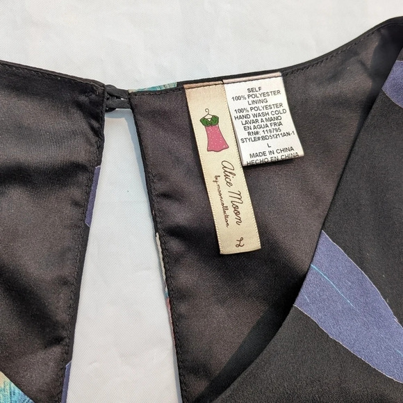 Alice Moon Anthropologie Black Feather Print Cut Out Dress - Fit & Flair Woman L - Picture 4 of 6